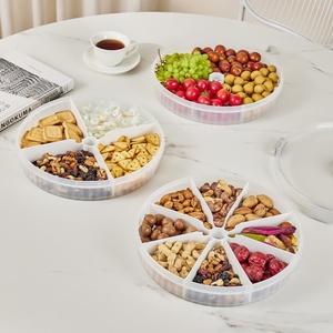 Creative Divided Serving Platters Rotating Vegetable Tray with 8 Compartments <b>Plastic</b> Snack Serving Bin with Lids - Product Image 2