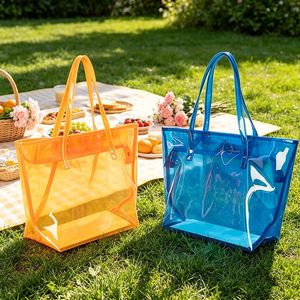 Custom Logo PVC <b>Tote</b> Bag Transparent Large Capacity Jelly <b>Plastic</b> Shopping Handbag - Product Image 1
