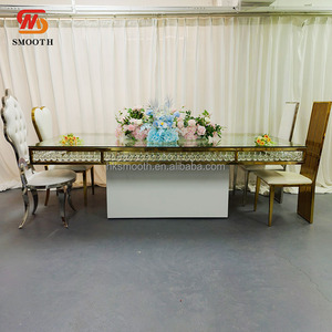 Table à manger rectangulaire en acier inoxydable doré avec diamants en cristal, mobilier de mariage de luxe pour hôtel SMOOTH - Product Image 4