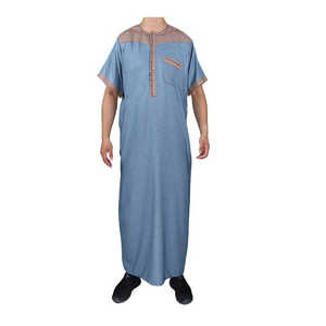 Venta al por mayor estilo marroquí seis colores hombres manga corta islámica Thobe - Product Image 1
