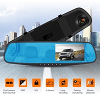 Caméra DVR de voiture avec rétroviseur à double objectif, enregistreur de conduite 4,3 pouces, vision nocturne HD 1080P, grand angle de 170 degrés, caméra de tableau de bord