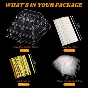 ขายส่งจากโรงงาน ชุด 2 ชิ้น 56 ช่อง 3 ชั้น ที่วางขนมหวานทรงสี่เหลี่ยมสำหรับใส่ลูกอม คัพเค้ก  อะคริลิค สำหรับงานวันเกิด งานแต่งงาน - Product Image 2