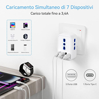 Adaptateur de voyage US Reisende avec 3 ports USB-A et 1 port Type-C, protection de sécurité pour les prises, 250V 10A, personnalisable OEM