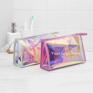 Bolsas de Cosméticos Transparentes de PVC Iridiscente con Cierre de Cremallera y Diseño de Caramelos Personalizado, Impermeables y de Gran Capacidad para Mujer - Product Image 1