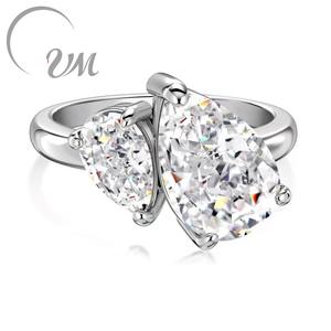 Anillos de Plata de Ley 925 con Baño de Rodio para Mujer, de UM JEWELRY, con Circonita de Corte Ovalado, Clásicos para Compromiso, Bodas y Fiestas - Product Image 1