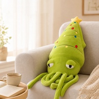 Peluche Calamar Arbre de Noël Mignonne, Jouet en Peluche Doux, Poupée Animale Calamar Rembourrée, Peluches Colorées pour Enfants, Coussin de Canapé, Cadeau de Fêtes