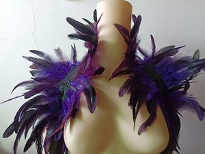 Chal de Plumas de Lujo, Estilo Gótico Punk, Capa de Plumas Naturales, Chal de Plumas para <span class=keywords><strong>Mujer</strong></span>, <span class=keywords><strong>Disfraz</strong></span> para Halloween, Cosplay, Espectáculos - Product Image 3