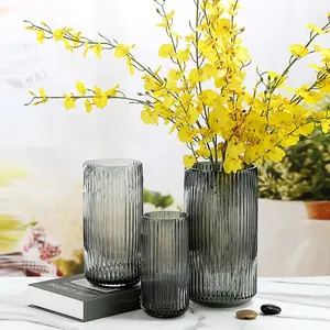 Nordic Groene Recycle Grote Decoratieve 25 Cm Vazen Home Decor Cilinder Grote Transparante Glazen Vaas Voor Bloemen