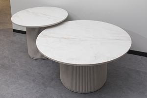 Ensembles de tables basses modernes en Sinterstone et bois, au design élégant et pliable, pour le mobilier de salon - Product Image 5