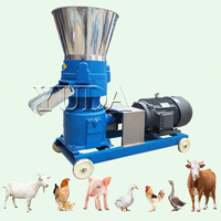 Moulin à granulés d'alimentation 1 tonne par heure broyeur de paille de maïs machine de granulation ligne de production de granulés d'aliments pour vaches moutons