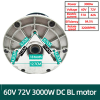 Motor DC Tanpa Sikat Magnet Permanen 72V 3000W Gelombang Persegi untuk Kendaraan Listrik Becak Kargo Sepeda Motor Roda Tiga Perahu Sepeda Listrik