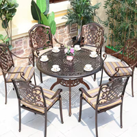 Table Ronde de Jardin Moderne en Métal pour Terrasse, Balcon, Mobilier d'Extérieur en Aluminium Coulé