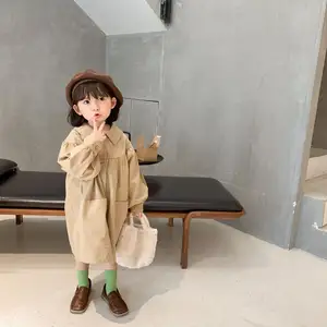 카키색 의류 소녀 긴 소매 옷 아이 가을 재킷 어린이 코트