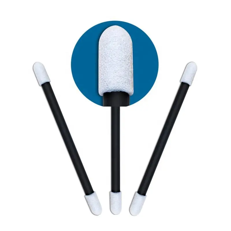 CM-FS920 Black Color Handle Sponge Small Head Cleaning Double End Pu Foam Tip Pointed Cleanroom Swabs