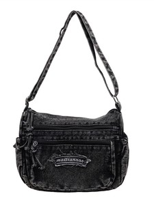 Retro Solid Color Small Sister Casual Shoulder <b>Bag</b> Female <b>College</b> Student Weekend Shopping Multi Layer Crossbody <b>Bag</b> Jeans - Product Image 3