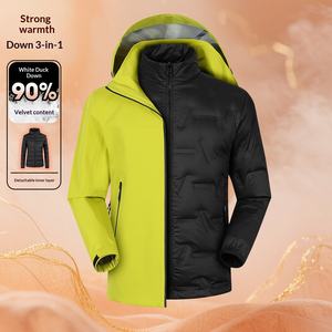 Veste bomber à capuche trois-en-un personnalisée unisexe, streetwear, motif cœur, coupe-vent, imperméable, pour l'extérieur - Product Image 1