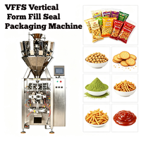 Machine d'emballage verticale automatique Gloex VFFS avec peseuse multi-têtes servo pour noix, snacks, chips et granulés, certifiée CE