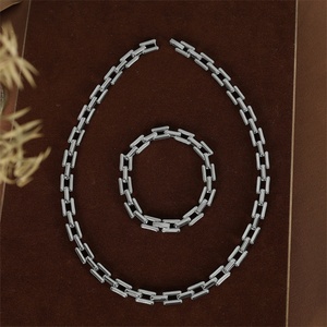 Fashion Waterproof Link <b>Chain</b> Jewelry Set Gold Plated Stainless Steel Necklace <b>Chain</b> Bracelet Jewelry Set - Product Image 2