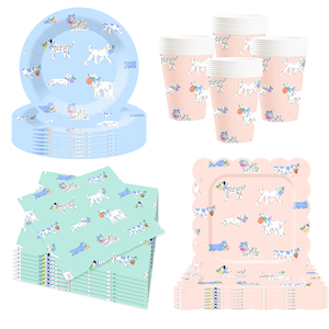 DAMAI - Juego de Vajilla Desechable con Diseño de Perros para Fiestas de Cumpleaños Infantiles, Incluye Platos y Servilletas de Papel para Fiestas de Niñas - Product Image 4