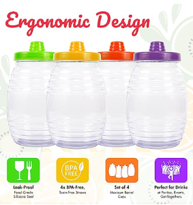 Conteneur en plastique pour Agua Frescas, mini baril en plastique traditionnel Vitroleros avec paille et couvercle, seau à bonbons fabriqué au Vietnam - Product Image 5