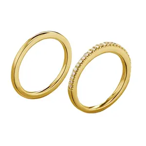 Designer Diamond Jewelry Real Golden Custom Solid Pure 18k Gold Rings