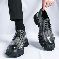 Chaussures habillées pour hommes à lacets, rehaussantes, à plateforme, motif croco, à semelle épaisse, décontractées pour le bureau