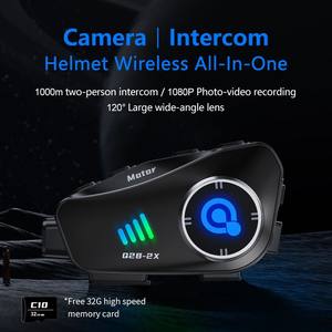 Q28 2X 2025 Nouveau Intercom Moto pour Casque avec Caméra, Casque Audio pour Moto, Enregistreur Vocal 500M, Carte SD - Product Image 4