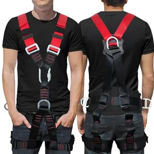 New Arrival Outdoor Tree Climbing Adjustable Anti Fall Full Body 5 Point Safety Harness With Lanyard