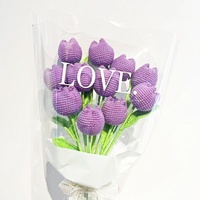 Bouquet de fleurs artificielles en laine tricotée à la main, tulipes créatives pour le Nouvel An, écologiques, durables, idée cadeau unique