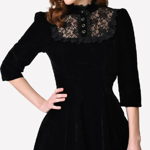 Black Half Sleeve Midi Length Embroidery Tulle Womens <strong>50s</strong> 60s Vintage Party <strong>Dresses</strong> - Product Image 4