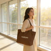 Tas Tote Kanvas Katun Ukuran Besar yang Dapat Digunakan Kembali dengan Logo Kustom, Tas Belanja Bahan Makanan Besar yang Tahan Lama untuk Yoga, Pilates, Olahraga, dan Kebugaran