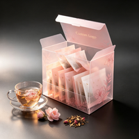 Emballage pliable transparent en PET de qualité alimentaire personnalisé pour la présentation en détail et les coffrets cadeaux de thé aux fruits et de boissons