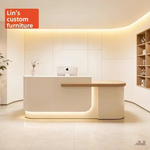 เคาน์เตอร์เก็บเงินแบบเรียบง่ายทันสมัย QT-219X ทำจาก MDF สำหรับร้านเสริมสวย สตูดิโอโยคะ บาร์ เคาน์เตอร์ร้านขายเสื้อผ้าสตรี - Product Image 3