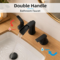Robinet de salle de bain en acier inoxydable à double poignée, mitigeur chaud/froid, robinets durables chromés pour lavabo