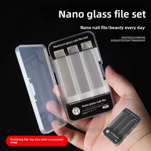 Kit de limage à ongles en verre nano, double face, pour polissage et ponçage, avec boîte d'outils de manucure en cristal - Product Image 1