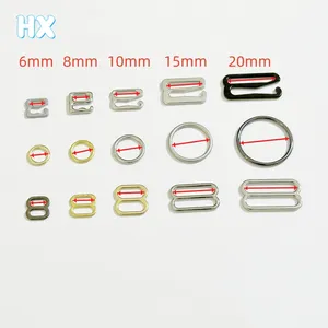 6mm 8mm 10mm Metal Bra Correa Anillos Deslizadores Ganchos Sin níquel Traje de baño Conector de metal Hebilla