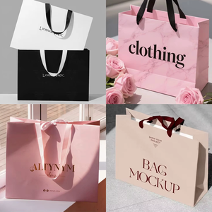 Sacs en papier de luxe personnalisés avec logo imprimé, sacs en papier blanc, rose, noir pour bijoux, vêtements, chaussures - Product Image 6