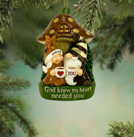 Decorazione Natalizia Personalizzata di Alta Qualità a Prezzo di Fabbrica, Coppia di Gnomi con Nome Personalizzato, Ornamento da Appendere all'Albero