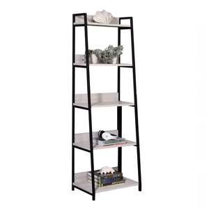 DB Traditional 5-Tier <b>Bookshelf</b> Natural and Black <b>Glass</b> Ladder for Home Office Living Room or Workshop - Product Image 1