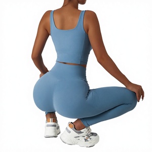 Conjunto de Yoga de Cintura Alta Elástica para Mujer, 2 Piezas, Ropa Deportiva Transpirable, Pantalones Sólidos hasta el Tobillo, Tallas XS-XL - Product Image 2