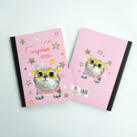Carnet scolaire rose à couverture rigide, 100 feuilles, avec motif flocon de neige et chat, personnalisable, design simple, laminé, cousu, écologique, vente en gros