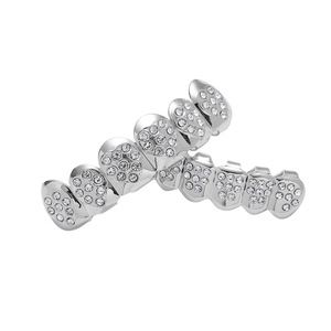 BES Hip Hop or dents Grillz bijoux glacé plein <span class=keywords><strong>strass</strong></span> coeur dents <span class=keywords><strong>dentaire</strong></span> Grillz ensemble mode corps bijoux hommes - Product Image 3