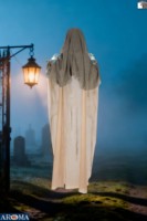AROMA Décoration de sorcière suspendue de 1,80 m pour Halloween avec son et yeux clignotants pour maisons hantées et présentoirs de fête