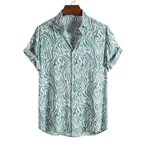 Camisas Havaianas Masculinas Estampadas Novas de Verão, Camisa Casual <span class=keywords><strong>Slim</strong></span> Fit de Manga Curta para Festas e Praia - Product Image 4
