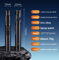 Briquet à butane métallique multifonctionnel portatif, à flamme unique, coupe-vent, de type court, pratique pour le camping, le barbecue, la brasserie et l'extérieur