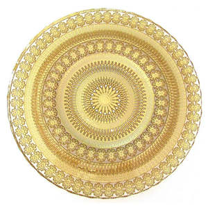 طبق زجاجي فاخر مزخرف بزهور ذهبية مع لون أخضر لعام 2025 - Product Image 3