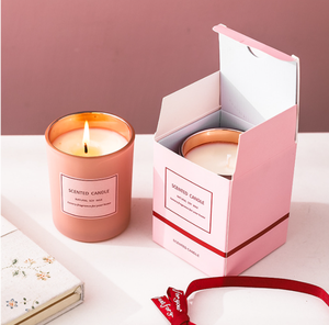 Lilin merah muda Aroma alami romantis lilin beraroma lilin kedelai kotak hadiah mewah label pribadi untuk pernikahan Natal wanita - Product Image 5