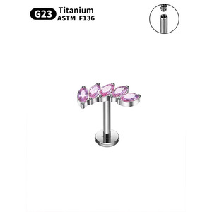 G23 titanio Base plana labio y <span class=keywords><strong>nariz</strong></span> Stud moda cobre aleación circón oreja Stud 16G/18G regalo <span class=keywords><strong>de</strong></span> boda fiesta cuerpo joyería <span class=keywords><strong>para</strong></span> mujer - Product Image 6