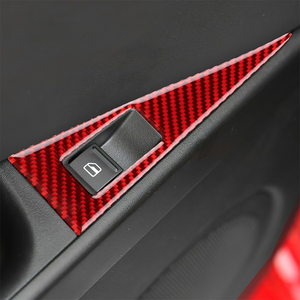 Pegatina de fibra de carbono suave Real para <span class=keywords><strong>Seat</strong></span> <span class=keywords><strong>Leon</strong></span> 2005 2006 2007 2008 2009 2010 2011 2012 LHD RHD, embellecedor de Panel de botones de ventana de 4 puertas para coche - Product Image 4