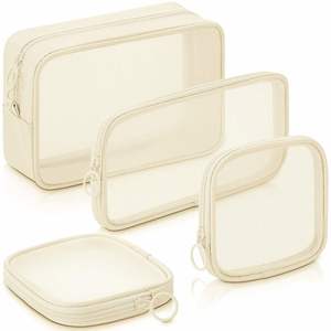 Pochette à maquillage en maille, trousse de toilette de voyage en maille avec fermeture éclair, mini trousse de maquillage portable, trousse de toilette transparente - Product Image 1